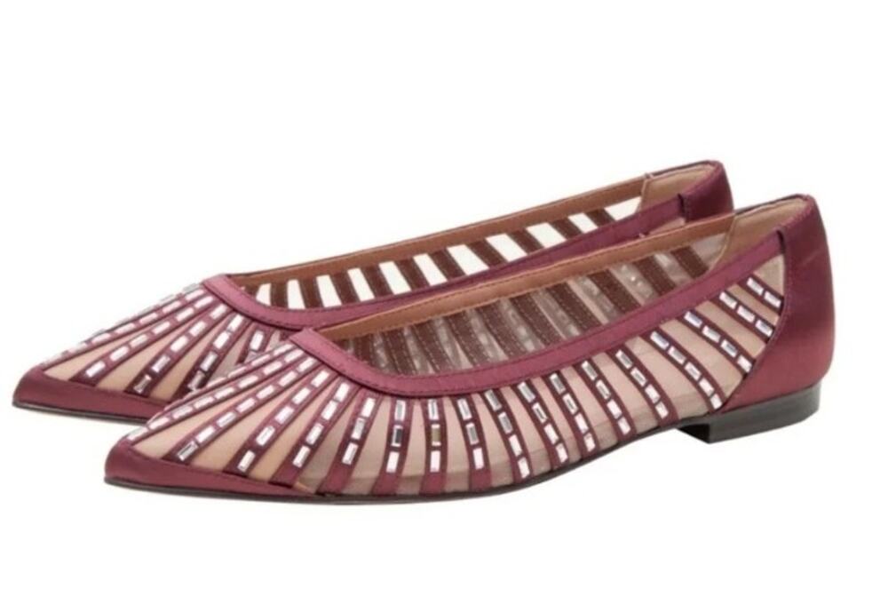 Linea Paolo Kalaia Noelle DK Burgundy Satin Women's sz 7.5 Flat shoes